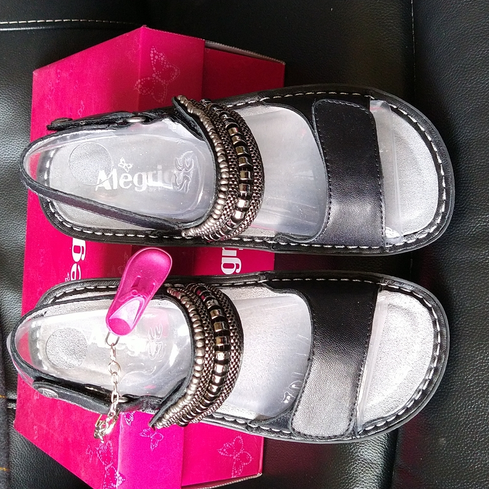 ALEGRIA VERONA COAL CHAIN GANG Sandals Never Worn In Box Size 35